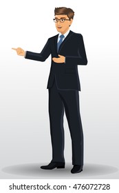 Businessman in black suits, vector illustration