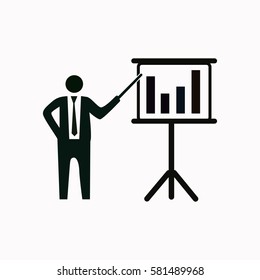 Businessman and blackboard  icon Vector design.