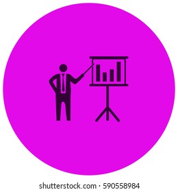 Businessman and blackboard vector  icon