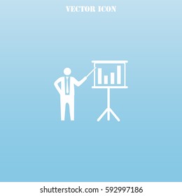 Businessman and blackboard vector  icon.