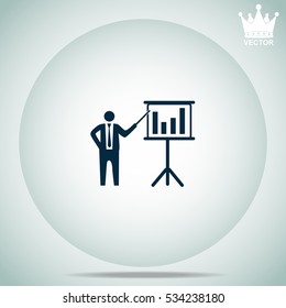 Businessman and blackboard  vector illustration.