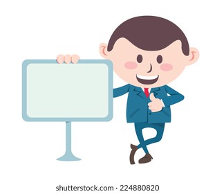 businessman with blank board