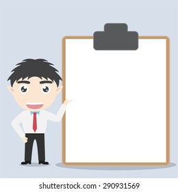 Businessman with blank board