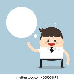 businessman with blank bubble
