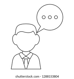 businessman with blank chat bubble