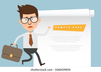 Businessman and blank paper vector design