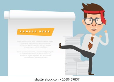 Businessman and blank paper vector design