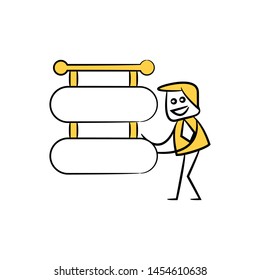 businessman and blank signage or signpost yellow stick figure theme