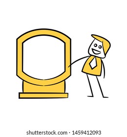 businessman and blank signage or signpost yellow stick figure theme