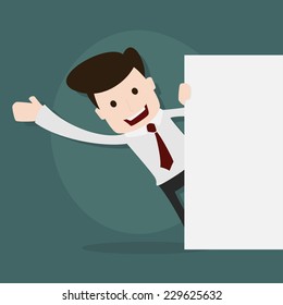 Businessman with blank signboard,Vector EPS10.