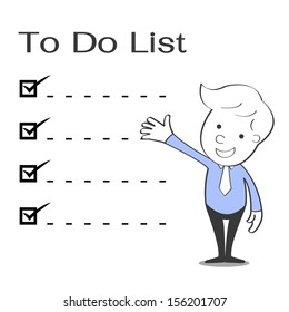 Businessman with blank space for to do list. Object and layers can be easy to edited and change color. 