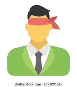 
A Businessman Blindfolded Flat Icon Design
