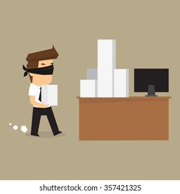 businessman blindfolded in work. vector
