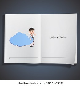 businessman with blue cloud printed on book