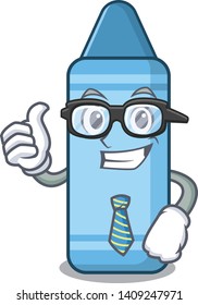 Businessman blue crayon in the cartoon column