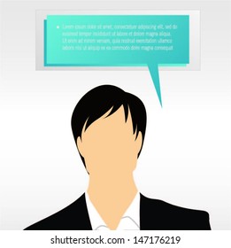 Businessman with blue speech bubble vector