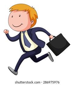 Businessman in blue suit carrying a briefcase