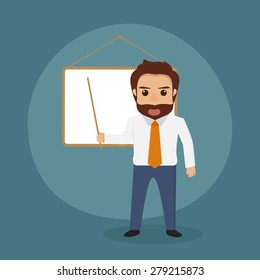 businessman with a board