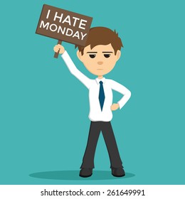 Businessman With Board Hate Monday