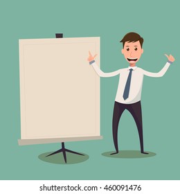 Businessman and Board. vector illustration