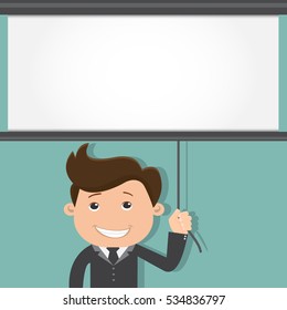 Businessman with board - vector illustration