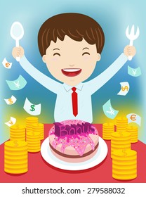 Businessman & bonus' vector illustration