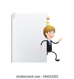 Businessman with book over white background