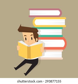 businessman with a book, studies on the investment. vector
