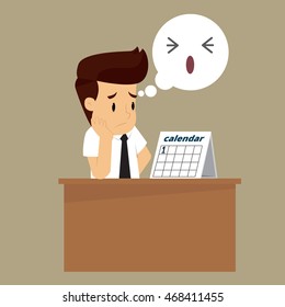 Empresario aburrido con el nuevo mes. Vector