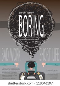 businessman boring to work, vector