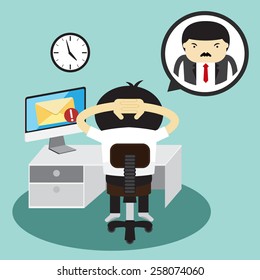 Businessman and boss in bubble talk message