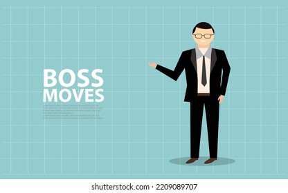 empresario, jefe, jefe, mover ilustración vectorial plana.