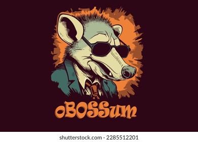 businessman boss opossum in sunglasses print