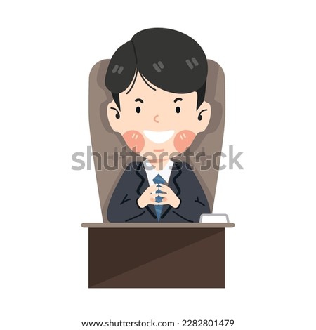 Businessman Boss sitting in office cartoon