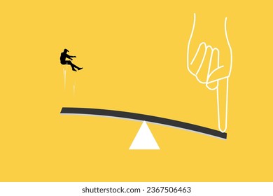 Businessman bounced off the seesaw