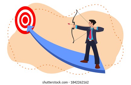 Empresario inclinando el blanco. Concepto de diseño de iluminación plana vectorial