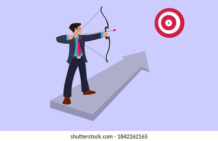 Businessman bow the target. Vector flat Illustration design concept
