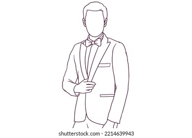 businessman with bow tie hand drawn style vector illustration