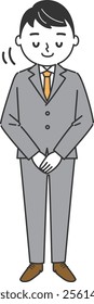 A businessman bowing, full body, vector.