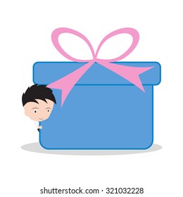 Businessman and box, goods, gift delivery for shipping and service 24hrs concept isolated on white background