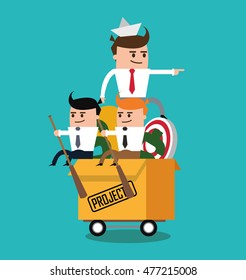 businessman box money bulb target male cartoon suit business project icon. Colorful and flat design. Vector illustration