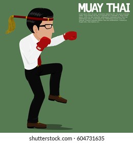Businessman is boxing
