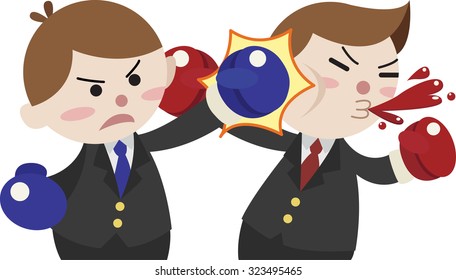 businessman boxing  cartoon vector