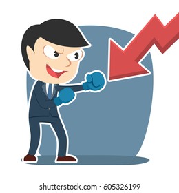 businessman boxing down chart