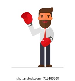 businessman with boxing gloves.