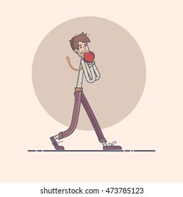 Businessman in boxing gloves defense position  . Vector illustration of a flat design