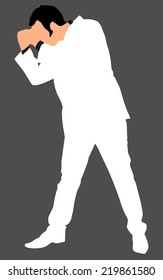businessman in boxing stance, vector 