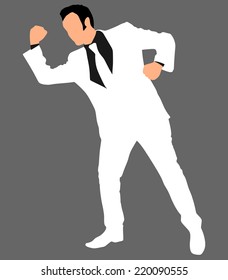 businessman in boxing stance, vector 