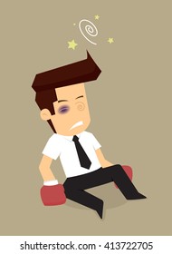 businessman boxing until fall down. vector