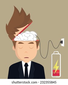 businessman brain charger .vector